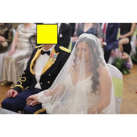 Wedding Dress Size 14 Ivory and Pink Embroidered Details Oleg Cassini - Picture 14 of 16